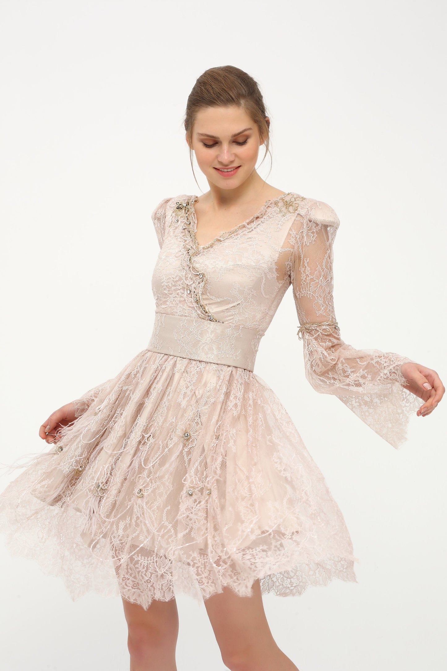 Lace Pink Evening Dress