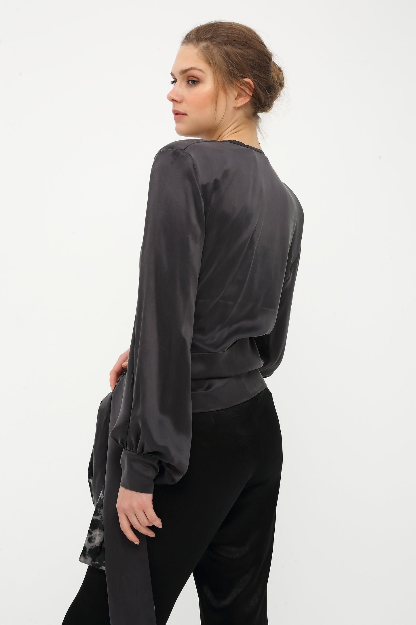 100% Silk Dark Gray Shirt