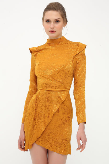 Mustard Stand Collar Dress