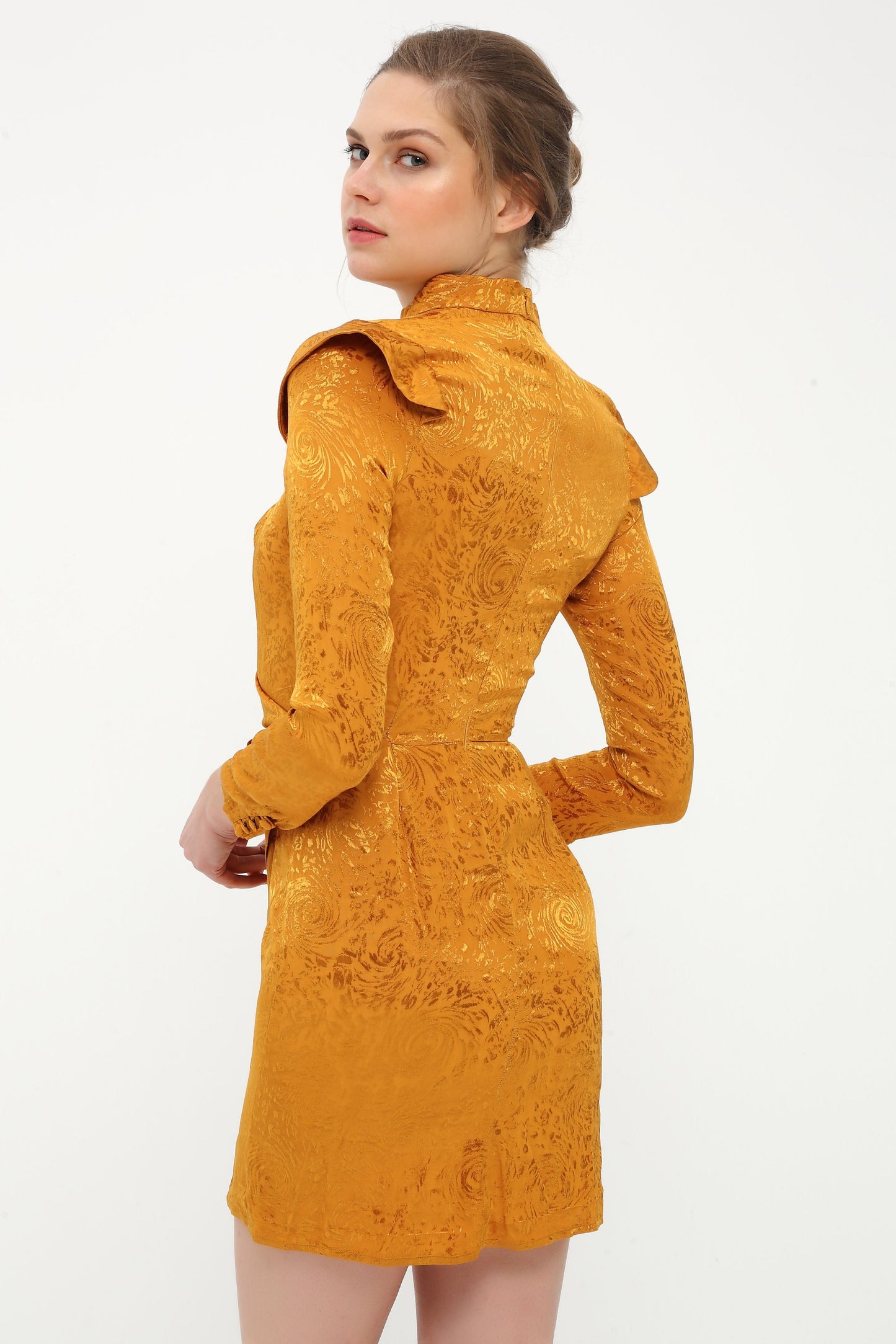 Mustard Stand Collar Dress