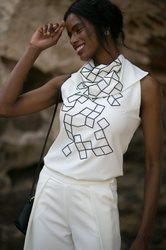 White Blouse with Embroidery