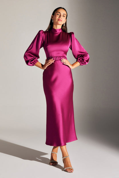 BERTHE MAD COLLAR Fuchsia KLEID