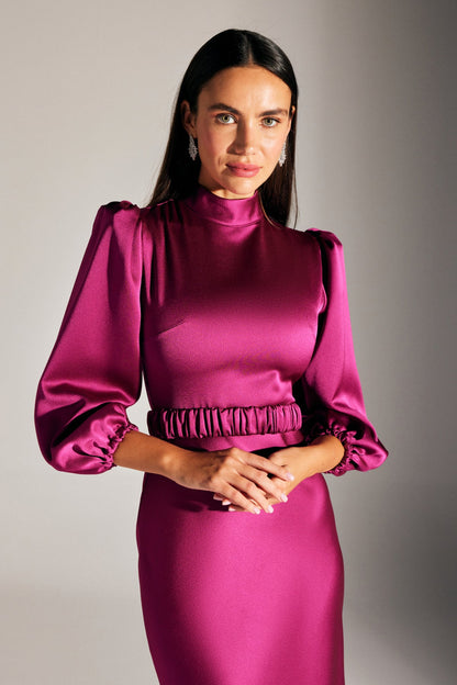 BERTHE MAD COLLAR Fuchsia KLEID