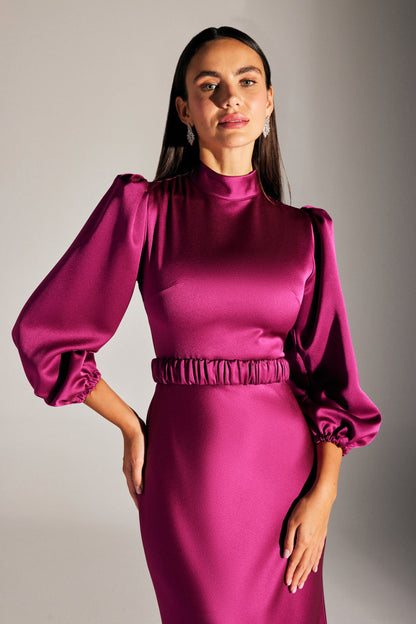 BERTHE MAD COLLAR Fuchsia KLEID