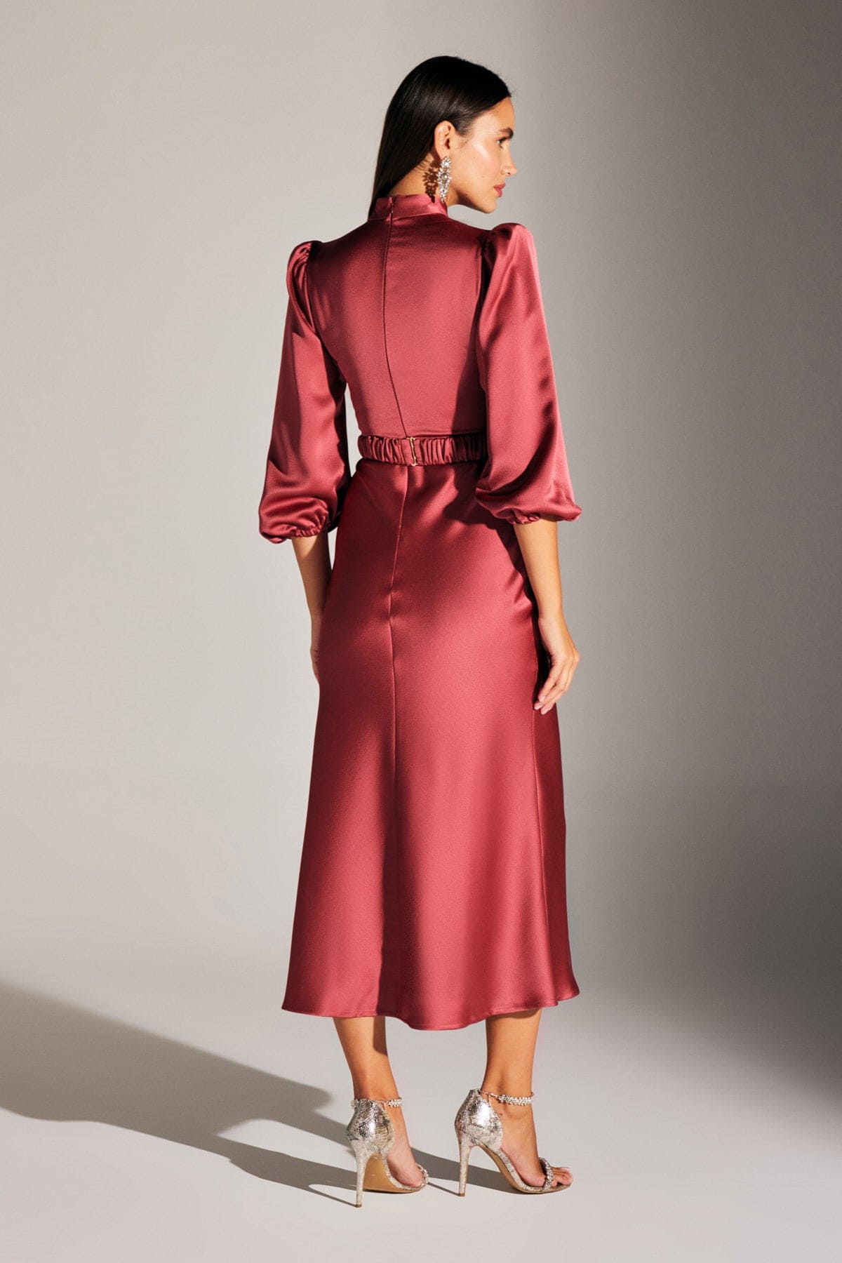 BERTHE MAJIN COLLAR VENICE RED DRESS