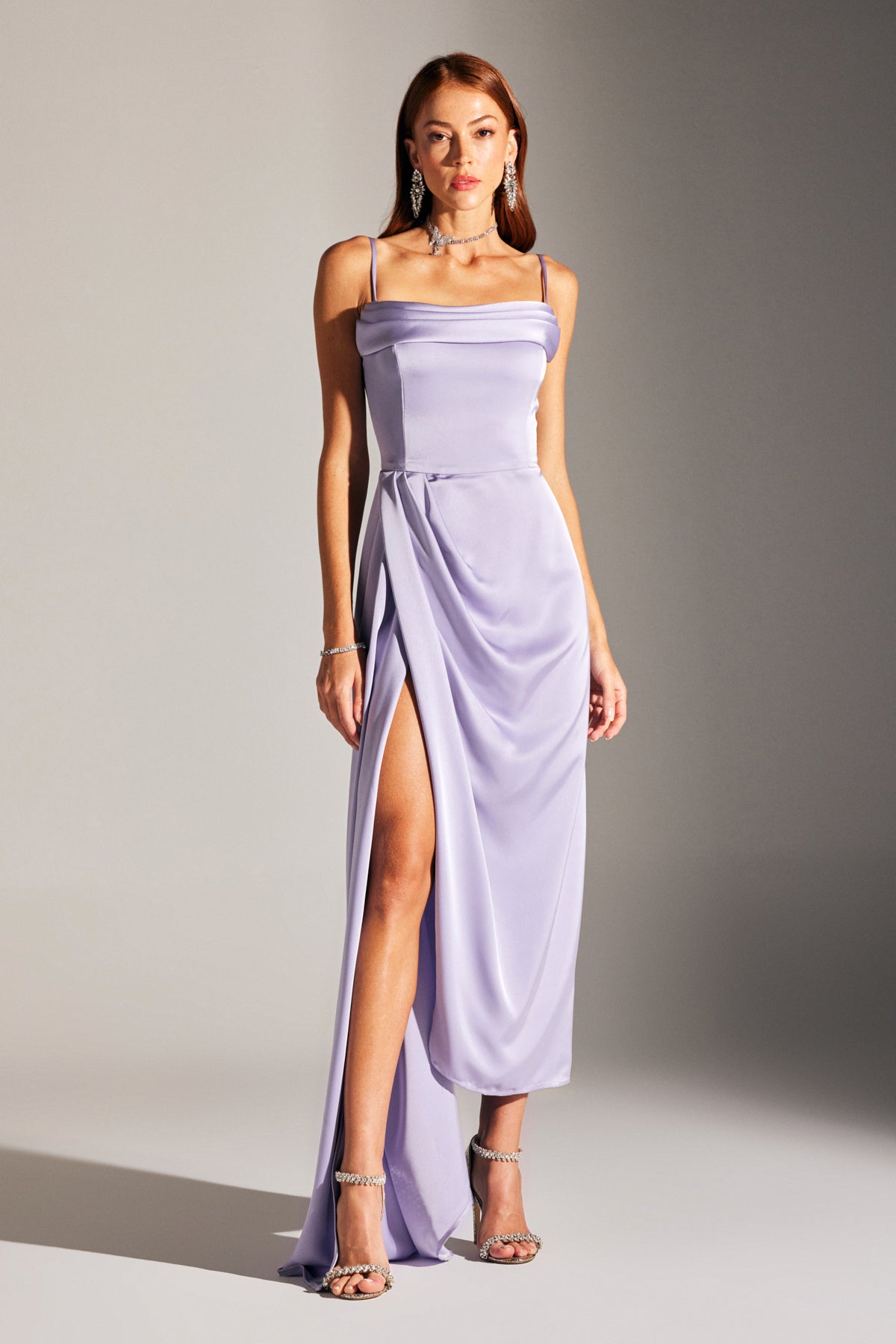 Violet Lilac Strap Draped Dress