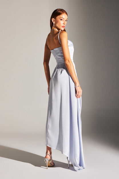 Violet Light Blue Strappy Draped Dress