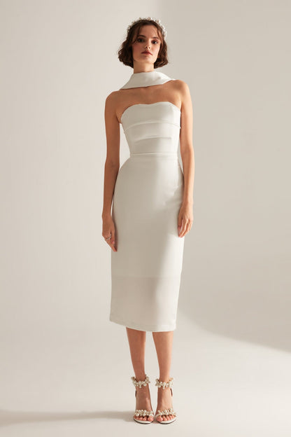 Strapless Pencil Skirt White Wedding Dress