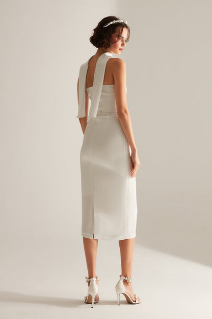 Strapless Pencil Skirt White Wedding Dress