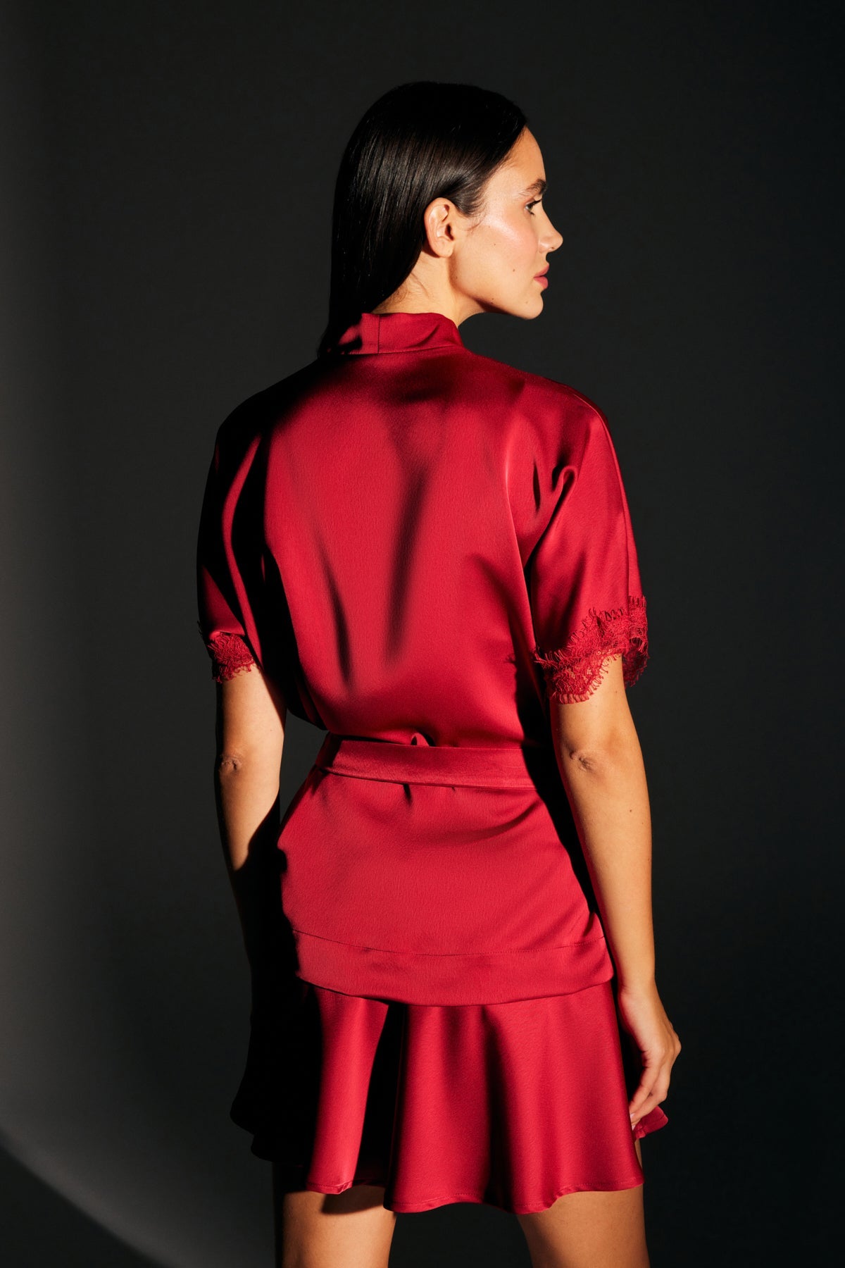 ALYA SATIN DARK RED dressing gown