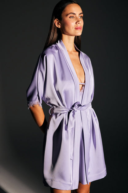 ALYA SATIN LILA DRESSING Gown