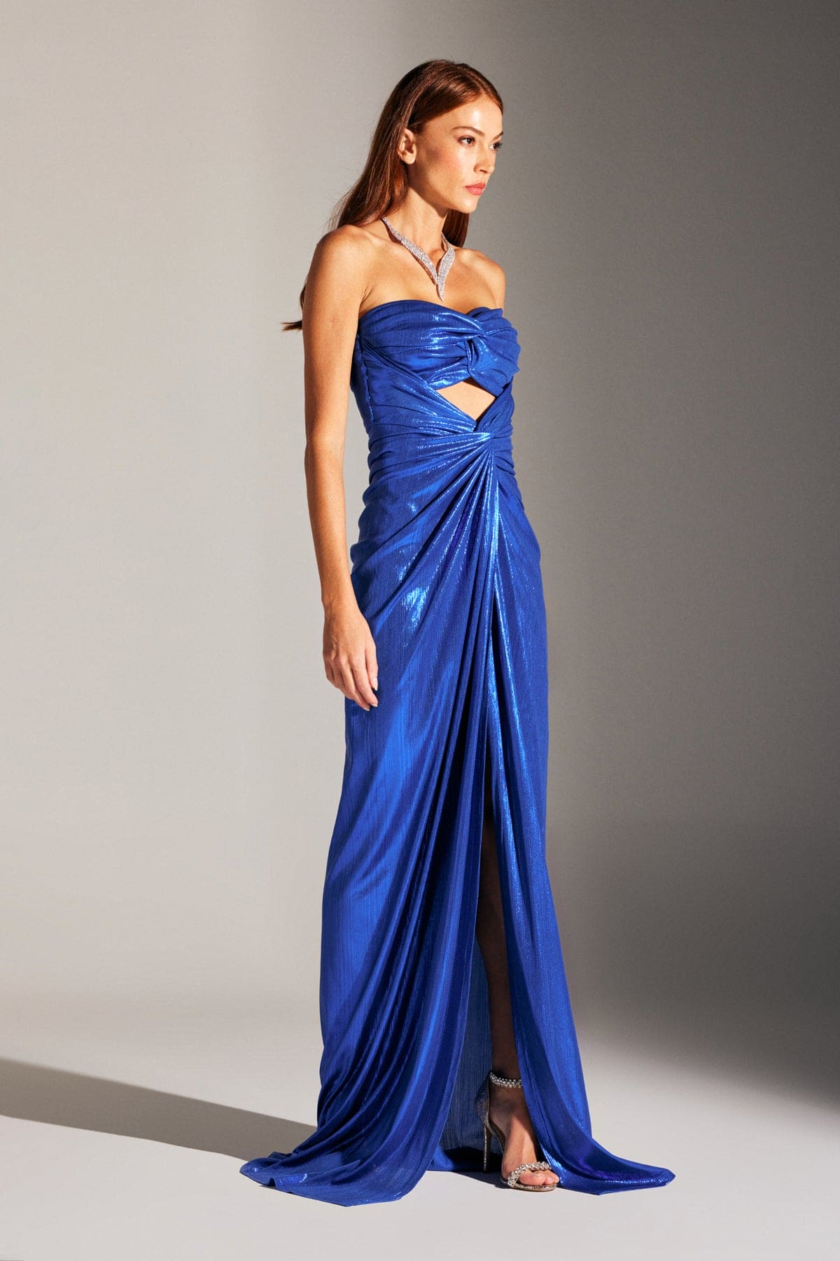 FLAVIA sparkling body-fitting DRAPED SAKS evening dress