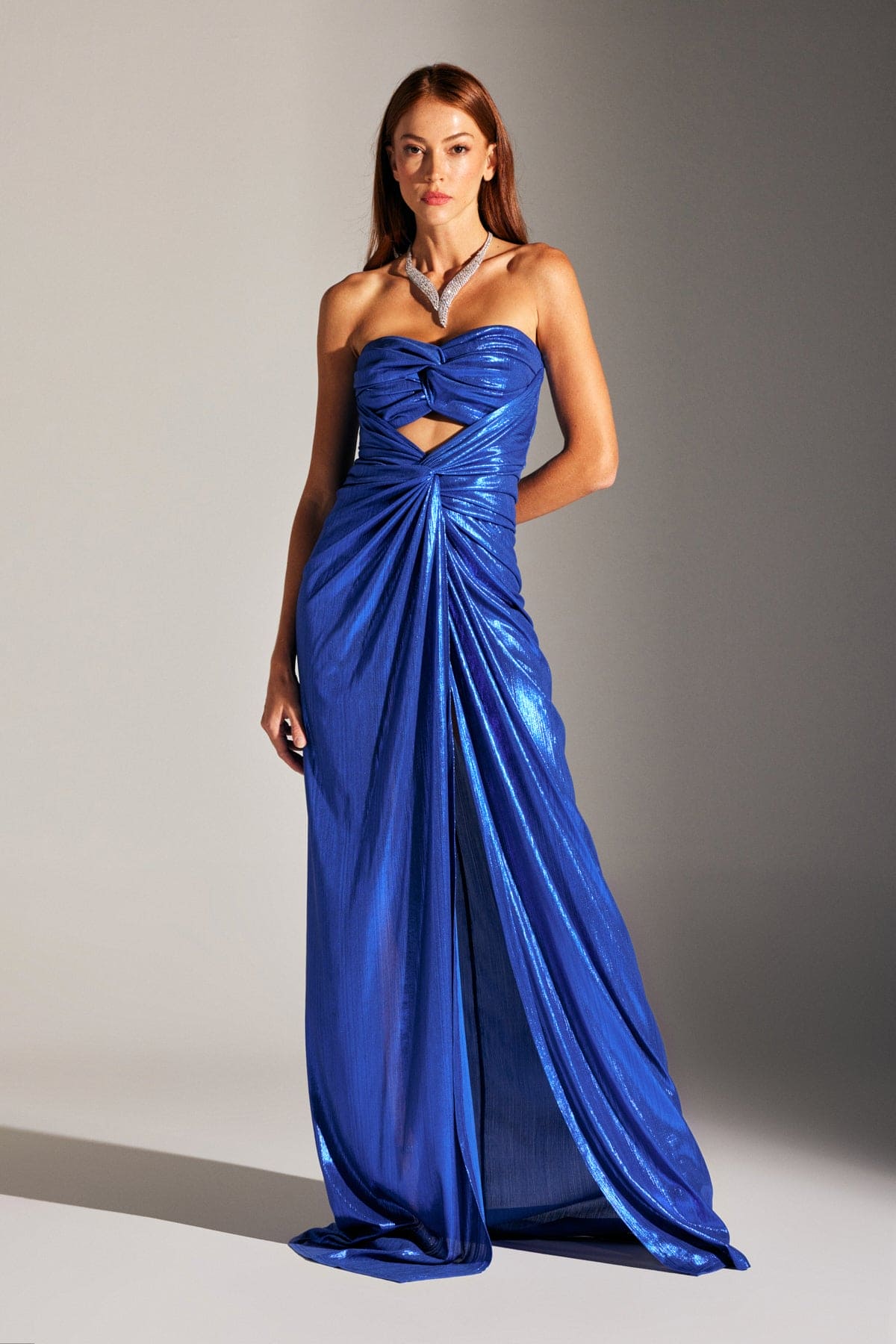 FLAVIA sparkling body-fitting DRAPED SAKS evening dress