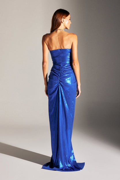 FLAVIA sparkling body-fitting DRAPED SAKS evening dress