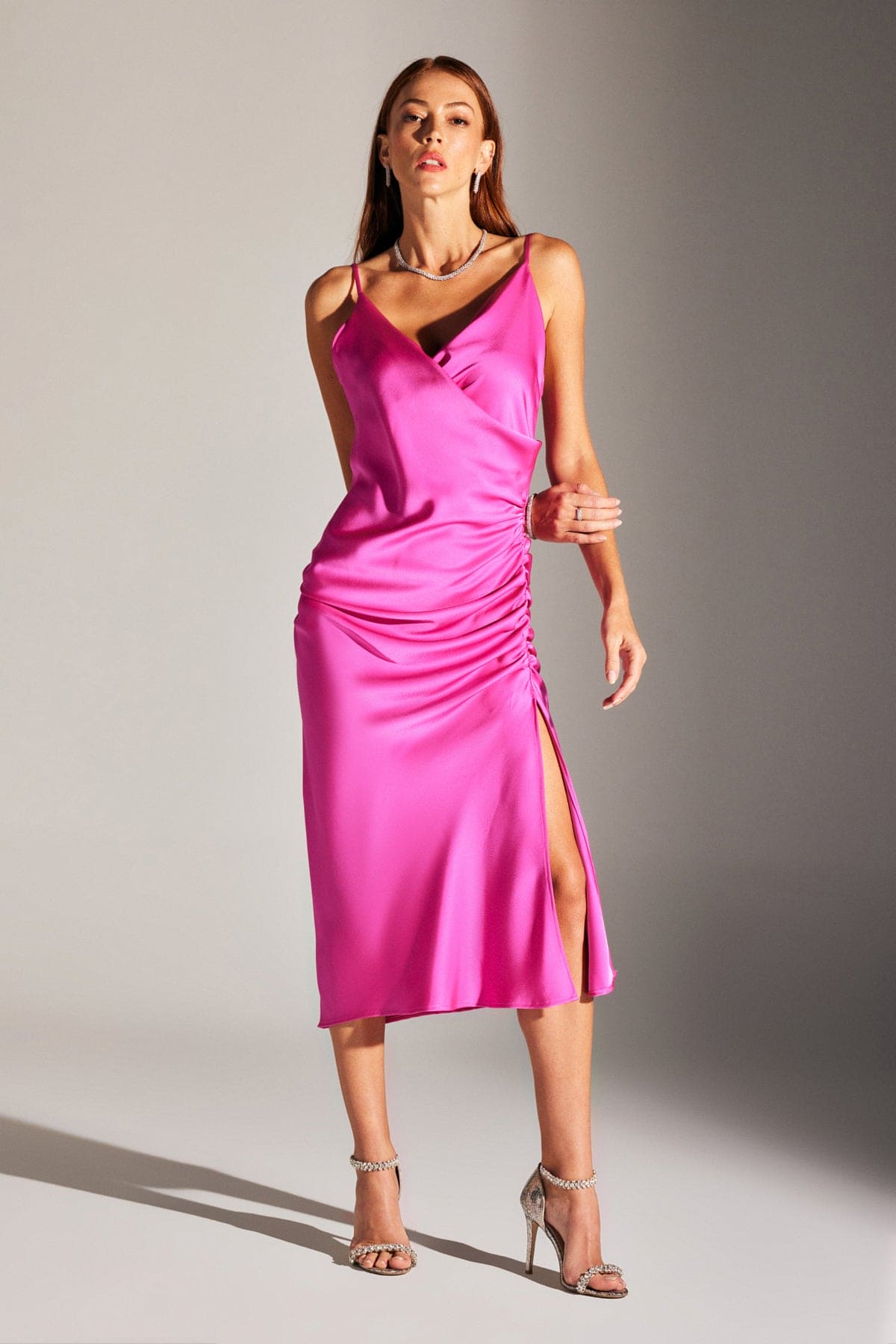 ZOLENIE DRAPIERTES, RIEMENFUCHSIA-Abendkleid