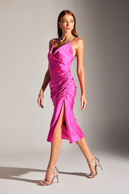 ZOLENIE DRAPIERTES, RIEMENFUCHSIA-Abendkleid