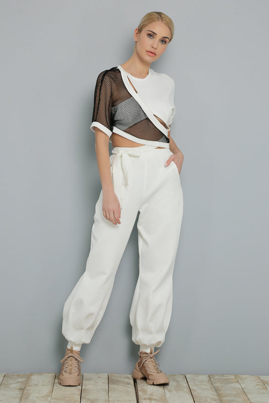 White Jogging Fit Trousers