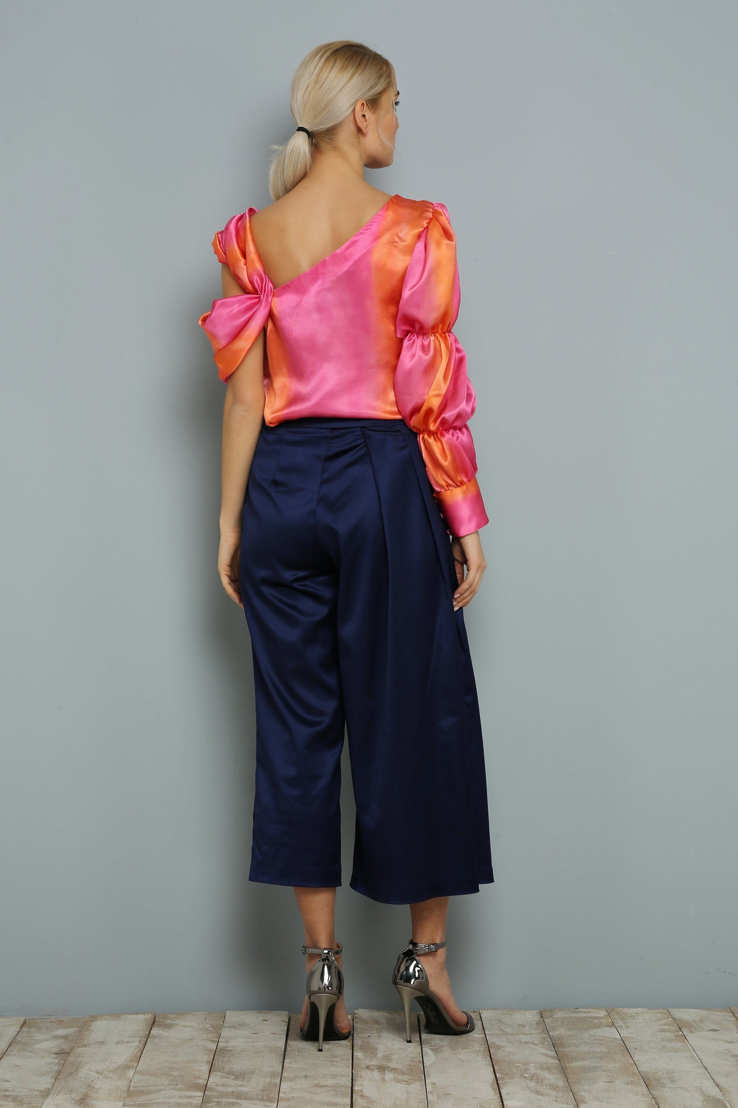 Pleated Satin Sax Trousers